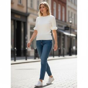 Ivory Raffle Sleeve Sweater
New